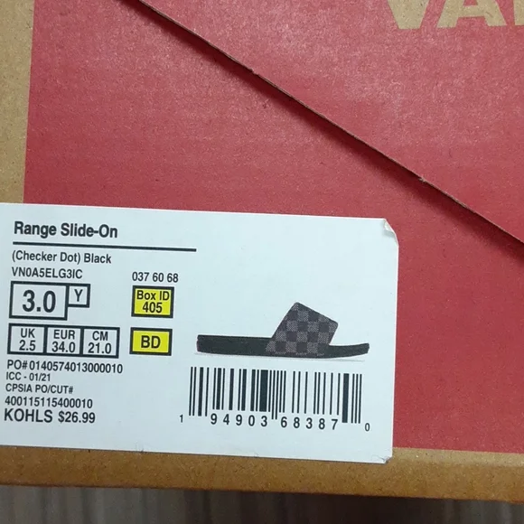 🎒 2/$30 👟 Vans Range Youth Slide Sandals Checker Dot Black Sz 3 NWT - Picture 8 of 9